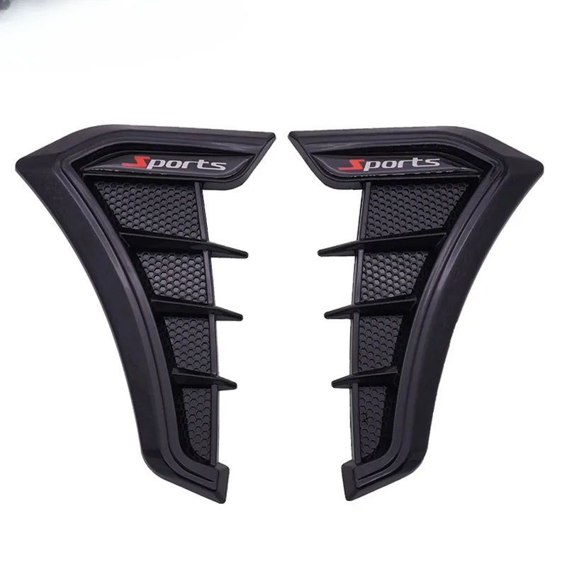 2Pcs Universal 3D Sports Car Side Vent Sticker Carbon Fiber Shark Gills Fender Air Flow Outlet Decoration Auto Accessories