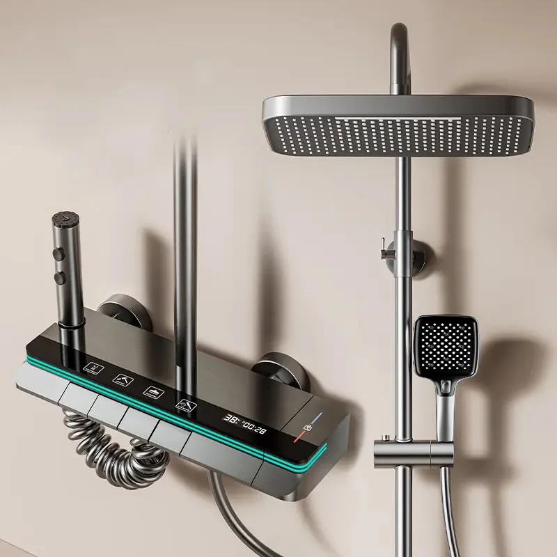 

Умная душевая система с цифровым сенсорным управлением и экологически чистыми функциями — идеально подходит для современных дома, отелей и пользователей Tech-Savvy