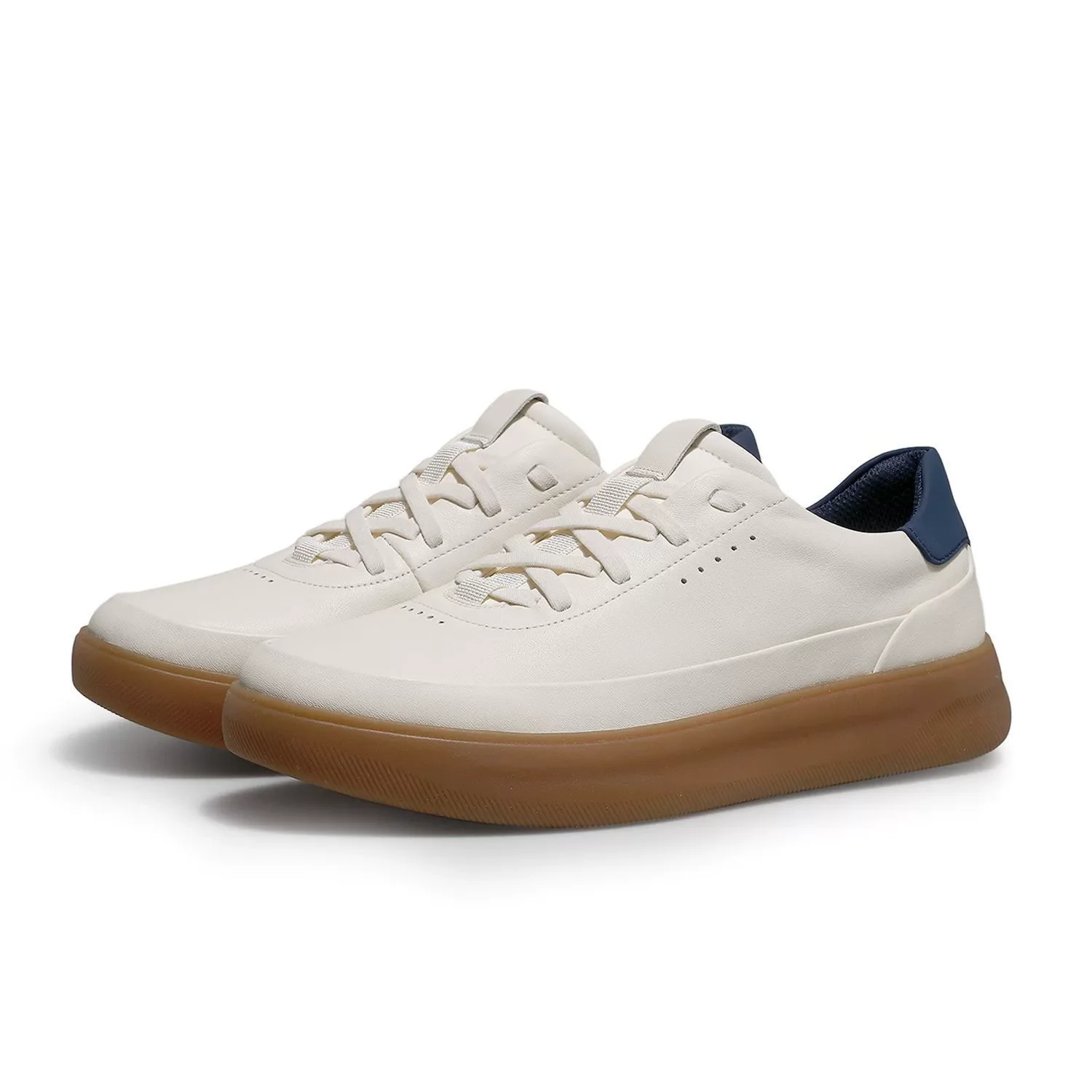 Cow muscle sole men sneaker lace up patchwork walking shoes