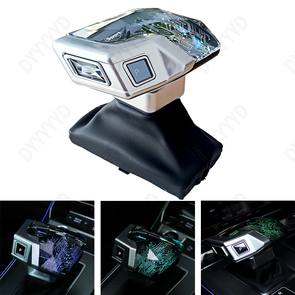 Yacht-Style Automatic LED Crystal Gear Knob Shift Lever for Audi A4 B9 A5 8W6 A6 C8 A7 4K8 2017 Shifter Handle Rod Ambient Light