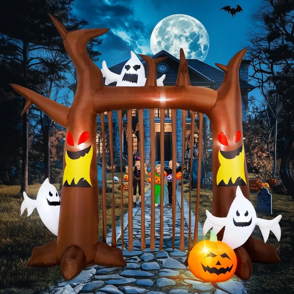

9FT Halloween Inflatable Dead Tree Archway, Halloween Blow Up Yard Decorations with Pumpkin & Ghost, Build-in LED Lights, Hallow