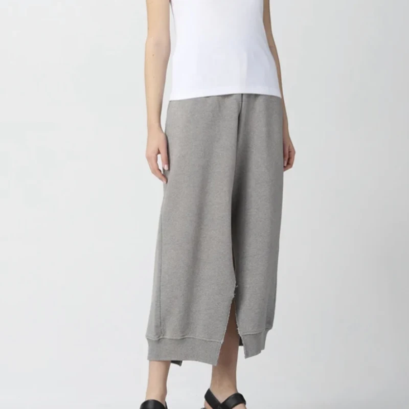 NIGO LP Women's Four Seasons Elastic Waist Cotton Solid Color Split Casual Pants #nigo61426