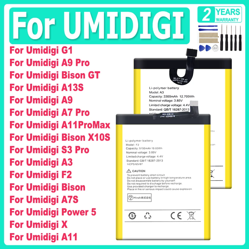 

Brand-New Battery For Umi Umidigi A13S A9 A7 A7S S3 A3 A11 Pro Max Bison X10S F2 G1 X Power BisonGT Phone Bateria + tools