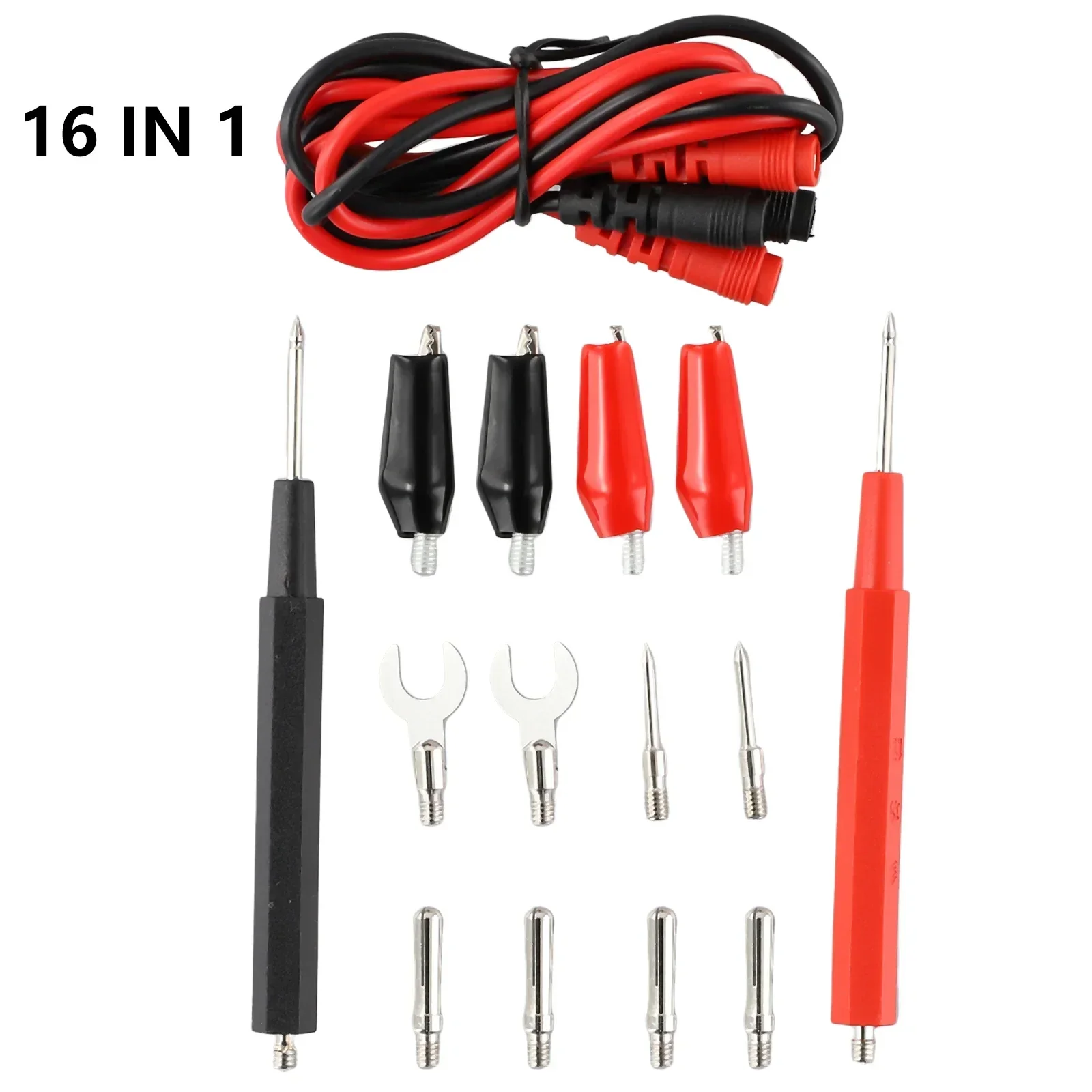 Multimeter Probe Test Leads Kit1000V 16-in-1 16pcs Digital Multimeter Probe Flexible Multi-functional Measuring Tool Accessory