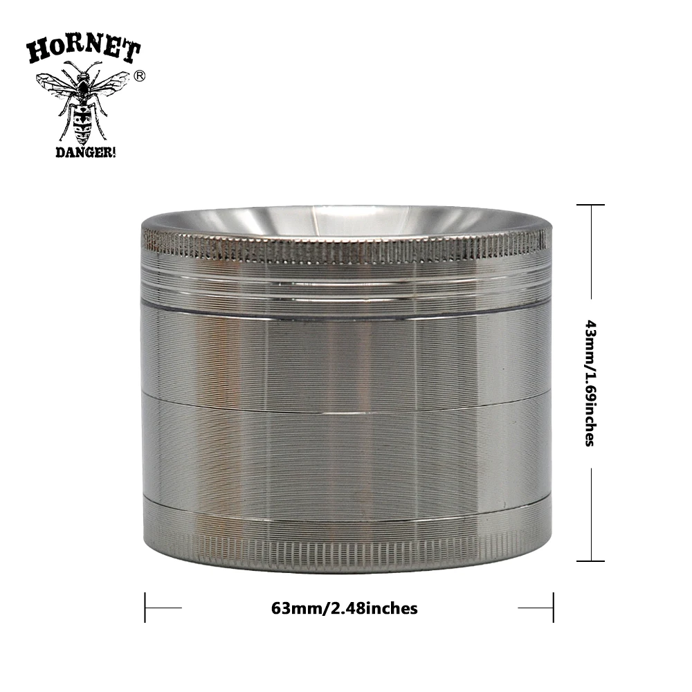 HORNET Multi Functional Concave Herb 4 Parts 63 MM Zinc Alloy CNC Metal Herb Spice Chromium Crusher młynek do tytoniu molinillo