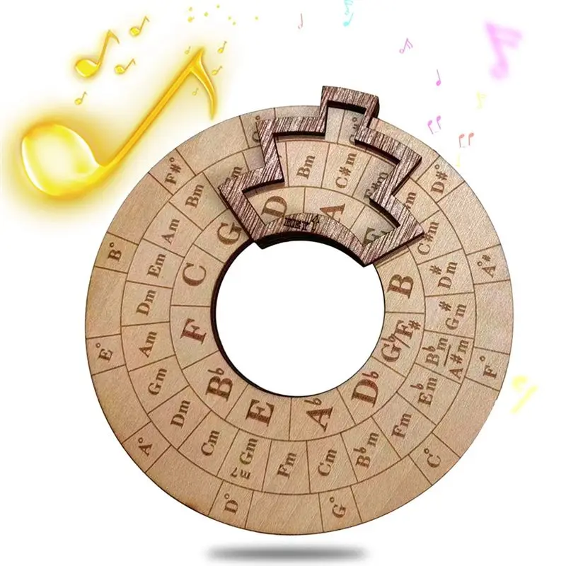 A12E-Wooden Melody Tool Music Instrument Wood Melody Maker Circle Of Fifths Wheel, Circle Wooden Wheel And Musical - view 4