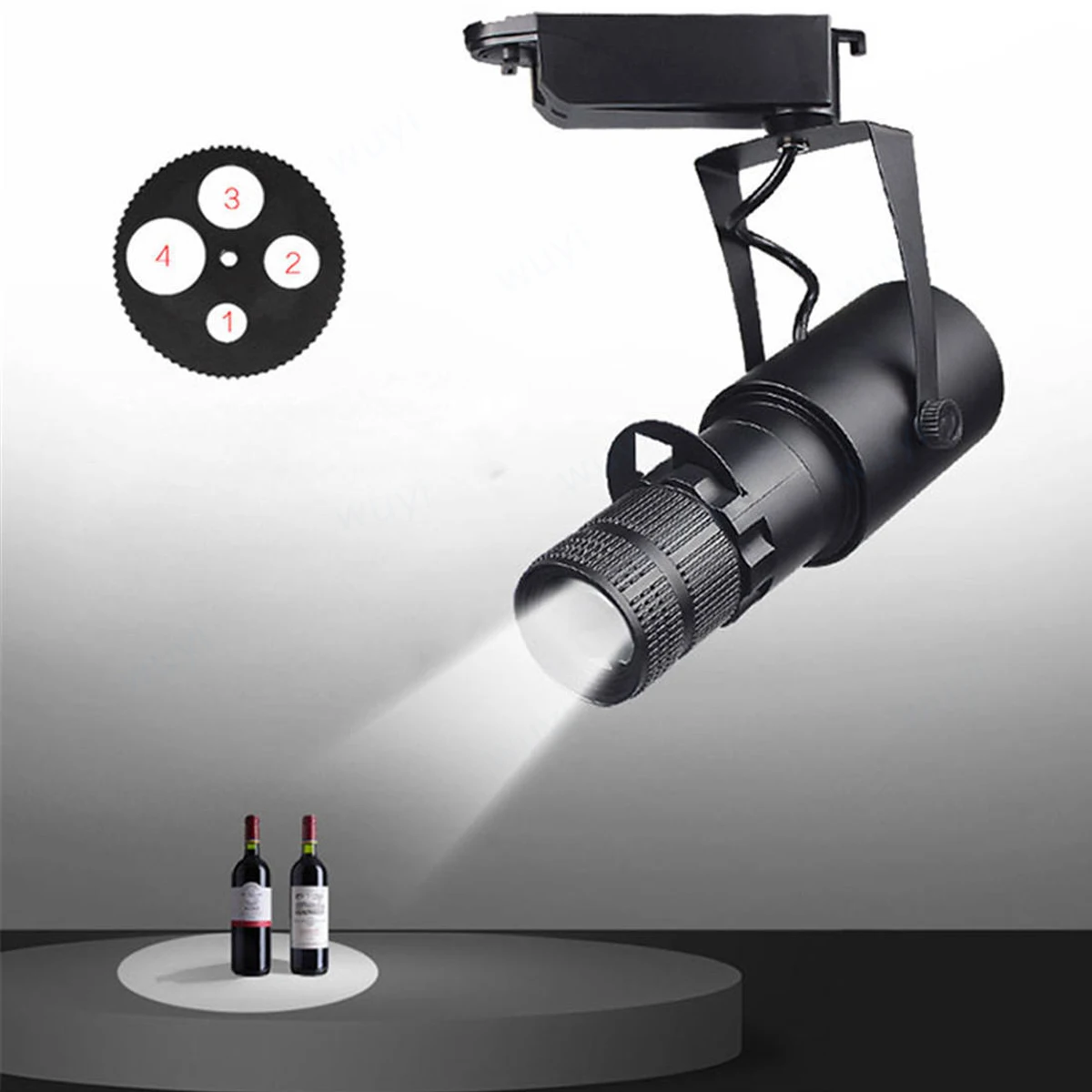 Spotlight LED Track Light Follow Focus Color Zoom Projector with Remote Control for Dance Studio Exhibition Room Show