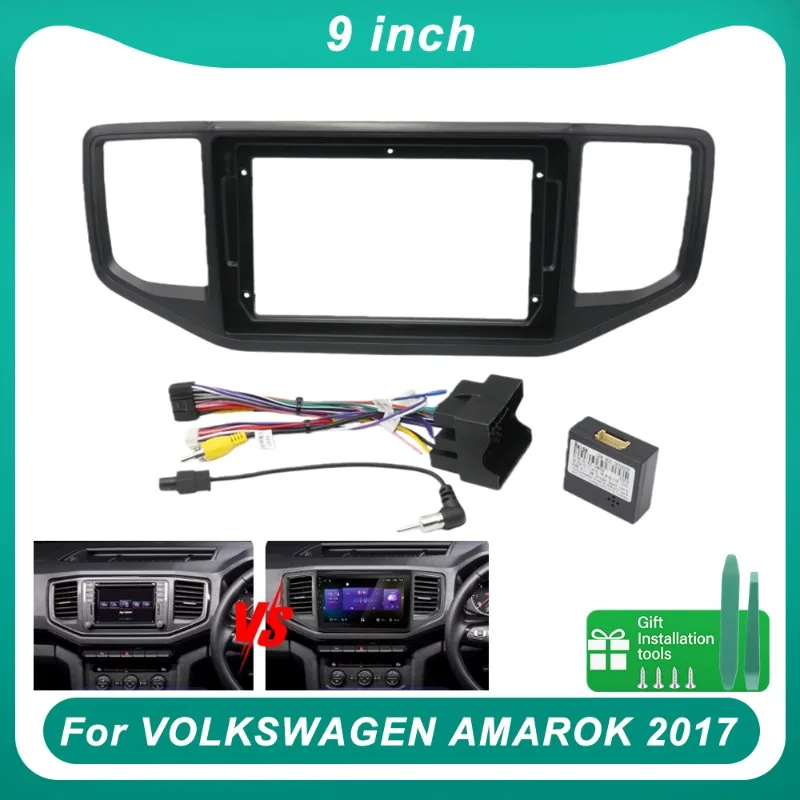 9 INCH Autoradio frame Voor 2017 VOLKSWAGEN AMAROK Fascias Android GPS MP5 Stereo Speler 2 Din Head Unit Panel dash