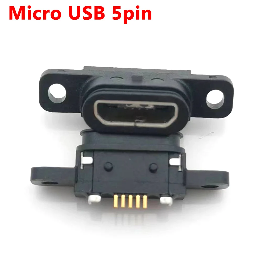 1pcs Micro USB 5pin Charging Jack Socket Dock Port 5P IP67 SMT board Waterproof Female Connector With Screw Hole