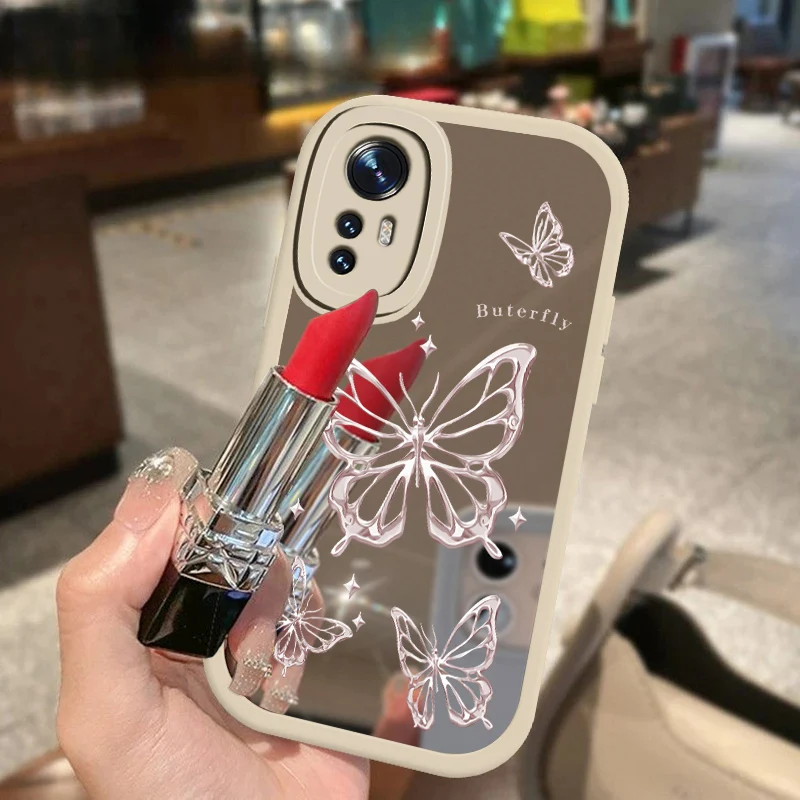 Butterfly Case For Xiaomi Mi 12 Lite 12X 12S Pro Mirror Makeup Soft Cover For Xiaomi Mi 11T Pro 11 Lite 5G NE 10T 10 9 8 Lite