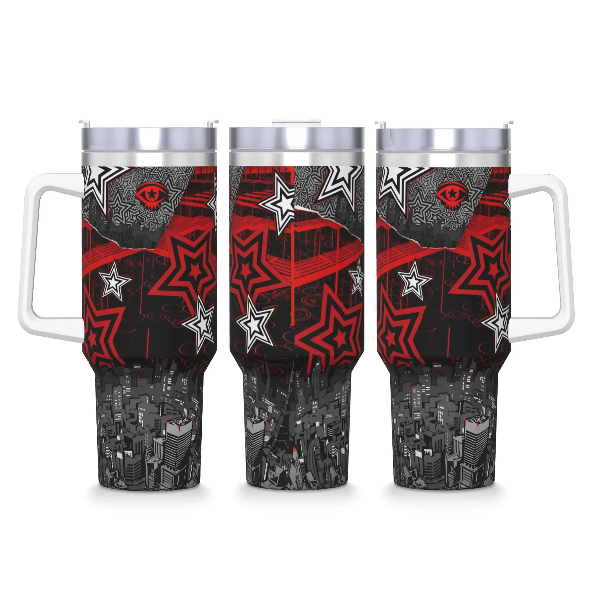 

Anime P-Persona 5 Car Mugs With Straws Camping Hot Drinks Water Bottle Portable Large Capacity Thermal Mug