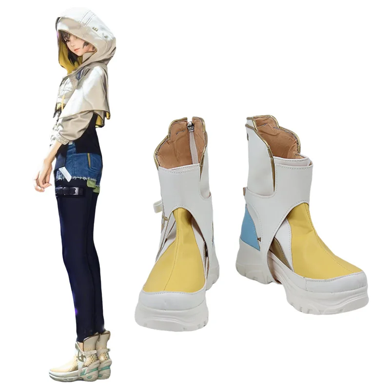 

Woman Sphene Shoes White and Yellow Boots Halloween Cosplay FINAL FANTASY XIV Prop Sphene Boots