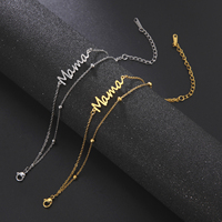 Skyrim Letter Mama Charm Bracelet Men Women Stainless Steel Double Layer Beads Chain Bracelets Fashion Jewelry Mother Day Gift
