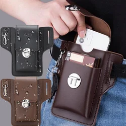 Fashion PU Leather Men Waist Bag Multi-function Portable Storage Bags Holster Outdoor Sports Pouch Waist Pack Mobile Phone Purse