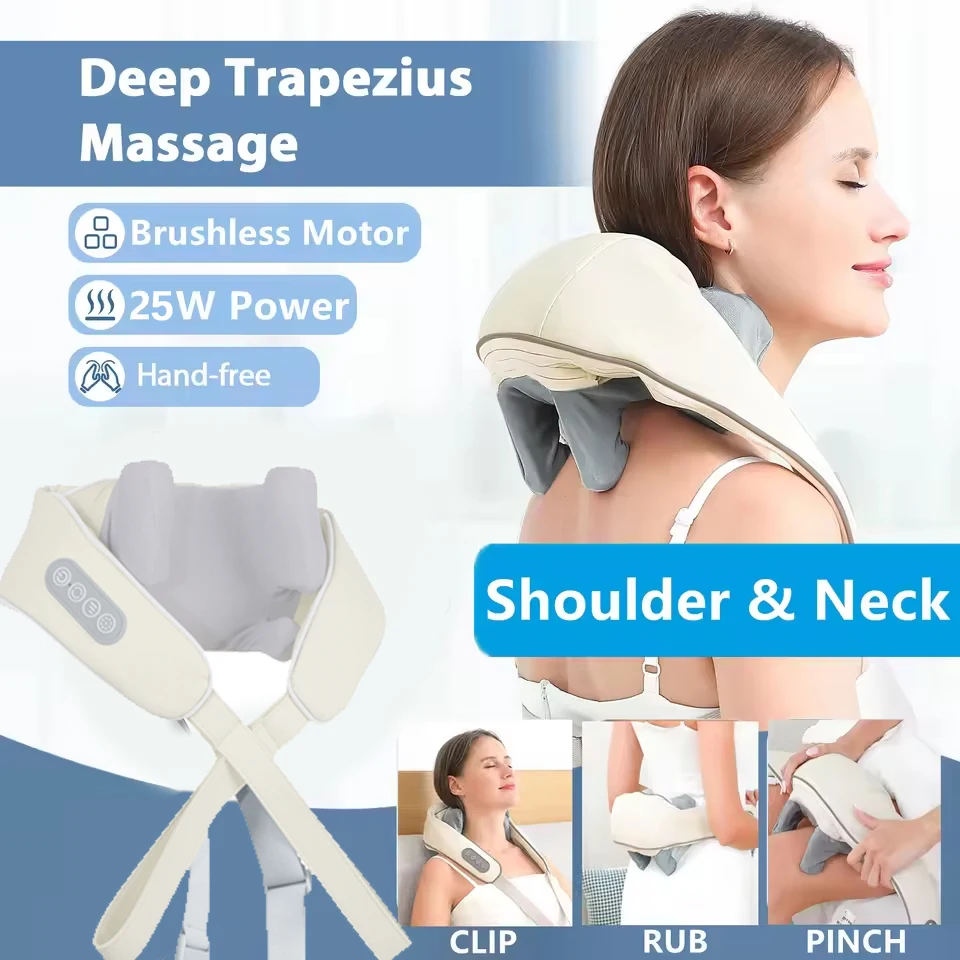 

Многофункциональный массажер для шеи и плеч U-образный электрический воздушный компресс шиацу для глубоких тканей, разминающий массажер для спины