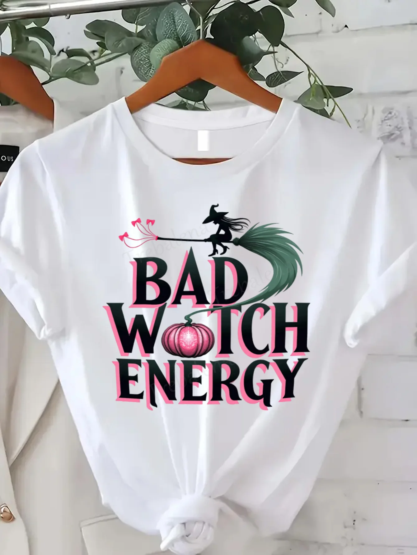 

Round Neck T-shirt Bad Witch Energy Halloween T-Shirt Women's Plus Size Funny Graphic Tee Short Sleeve Tee Fashion Casual Top
