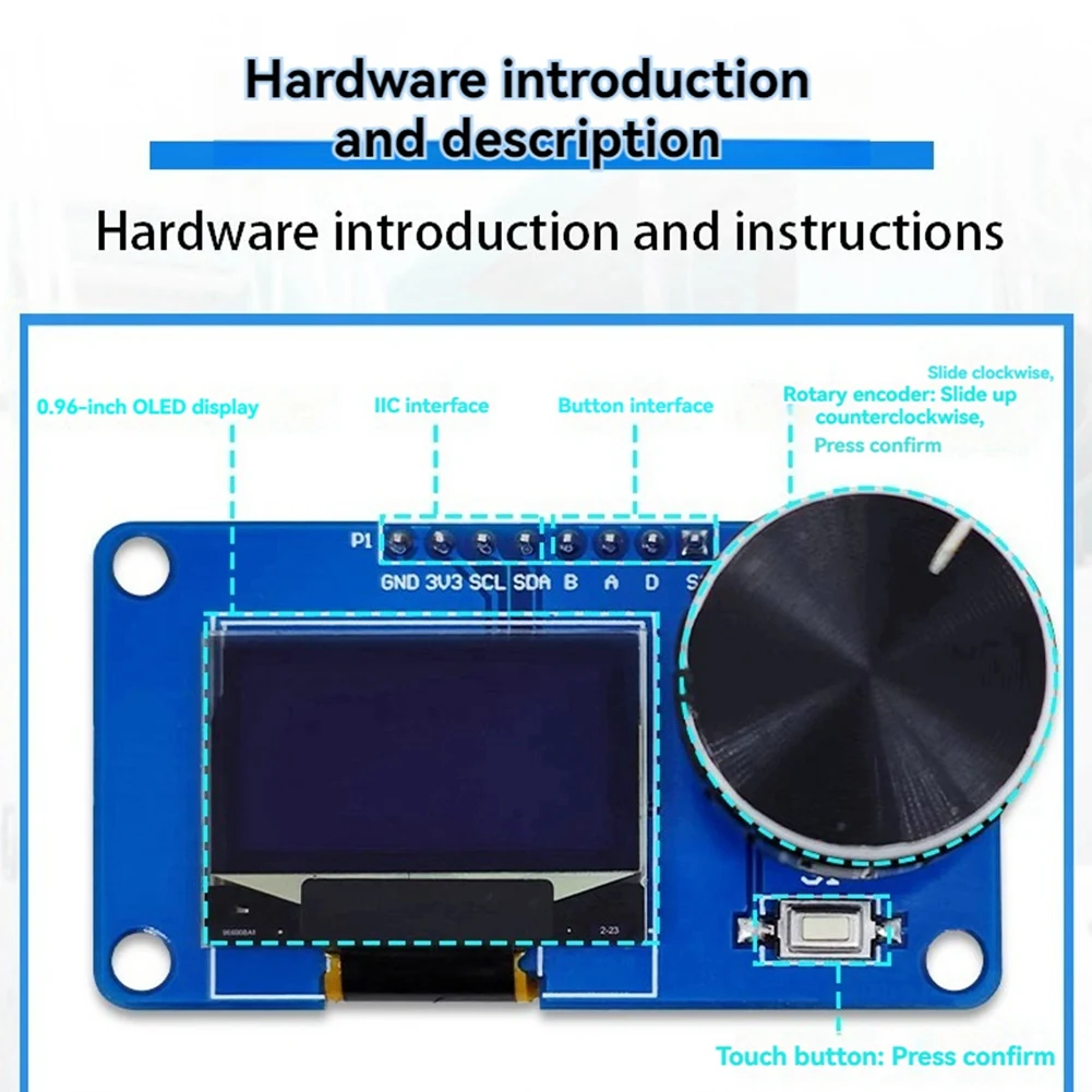 وحدة عرض OLED مع أزرار ، جهاز تشفير دوار ، واجهة IIC ، شاشة LCD ، EC11 ،