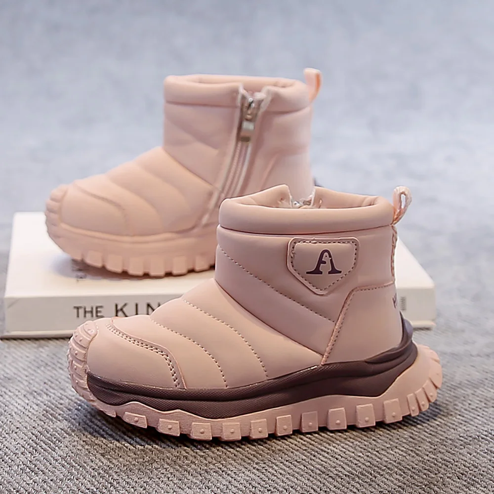 

Winter Snow Boots Children's PU Leather Thick Warm Plush Boots Teenager Kids Cotton Shoes Winter Boy Girl Warm Boots Casual