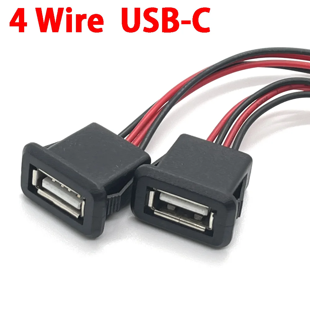 USB 2.0 Female 2/4 Wire Power Jack 2Pin 4Pin Charging Port Connector with PH2.0 Cable Electric Terminals USB Charger Socket