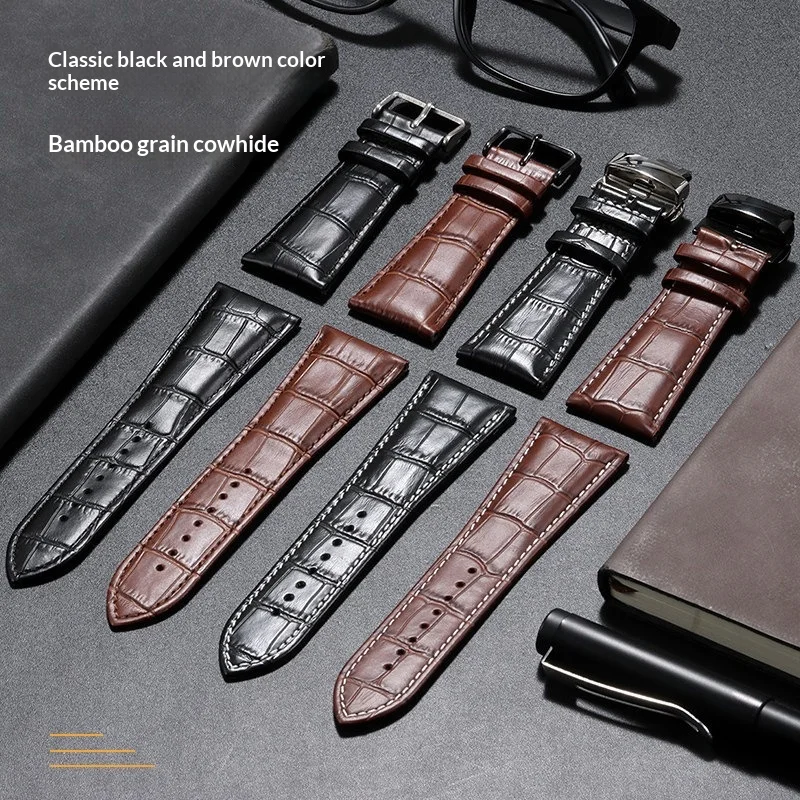 Genuine Leather Watch Strap Large Size Cowhide Watch Band Replacement Wristband for Bvlgari, Armani Diesel Seven Friday bracelet