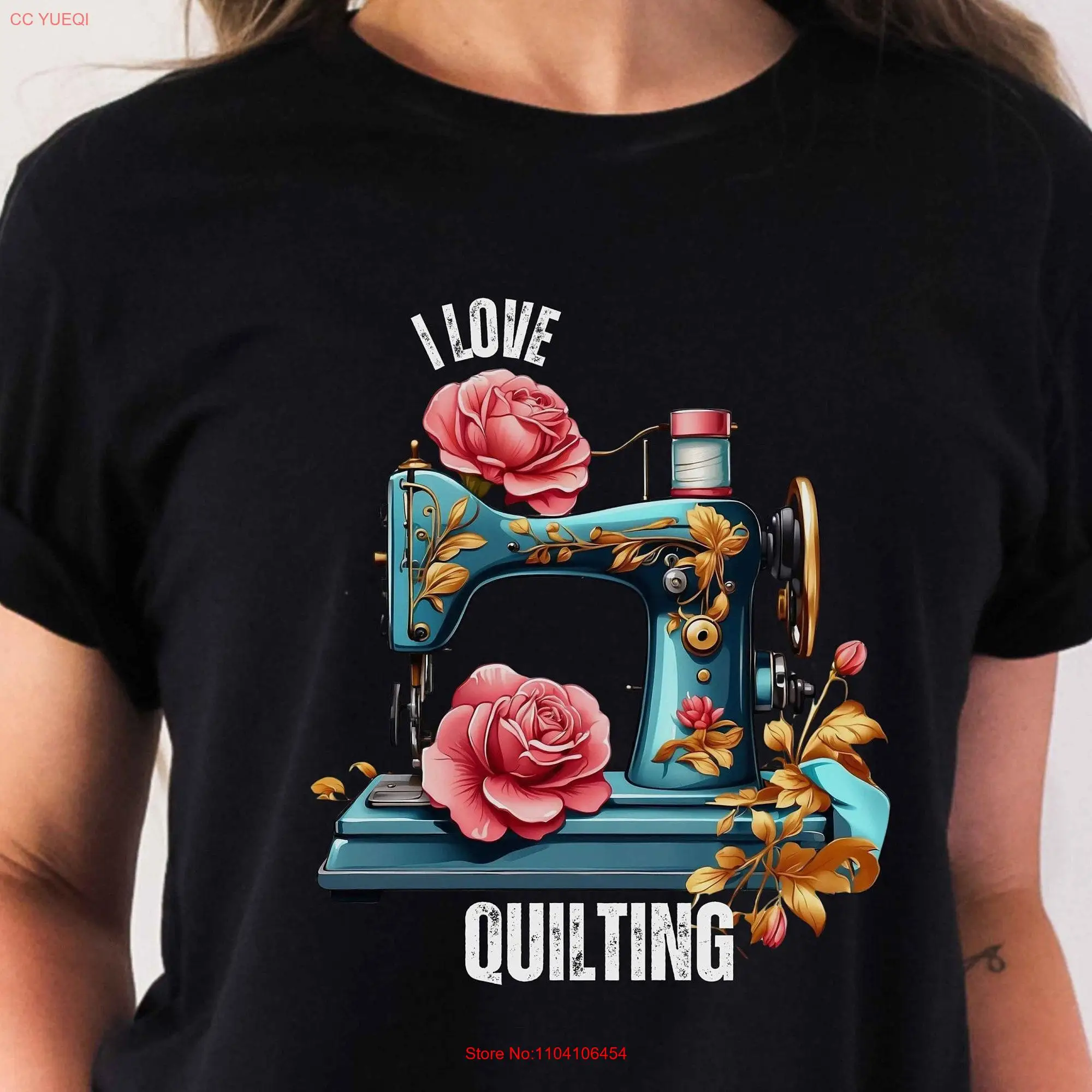 Vintage Sewing Machine T Shirt I Love Quilting Funny Sew Lover For Sewer Quilter long or short sleeves