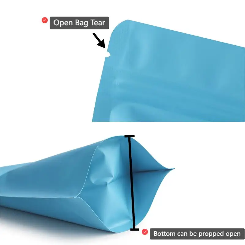 Sacs anti-odeur de couleur mate, 50 pièces, sacs auto-scellants à fermeture éclair, stockage de grains de café et de thé, sacs Mylar scellés