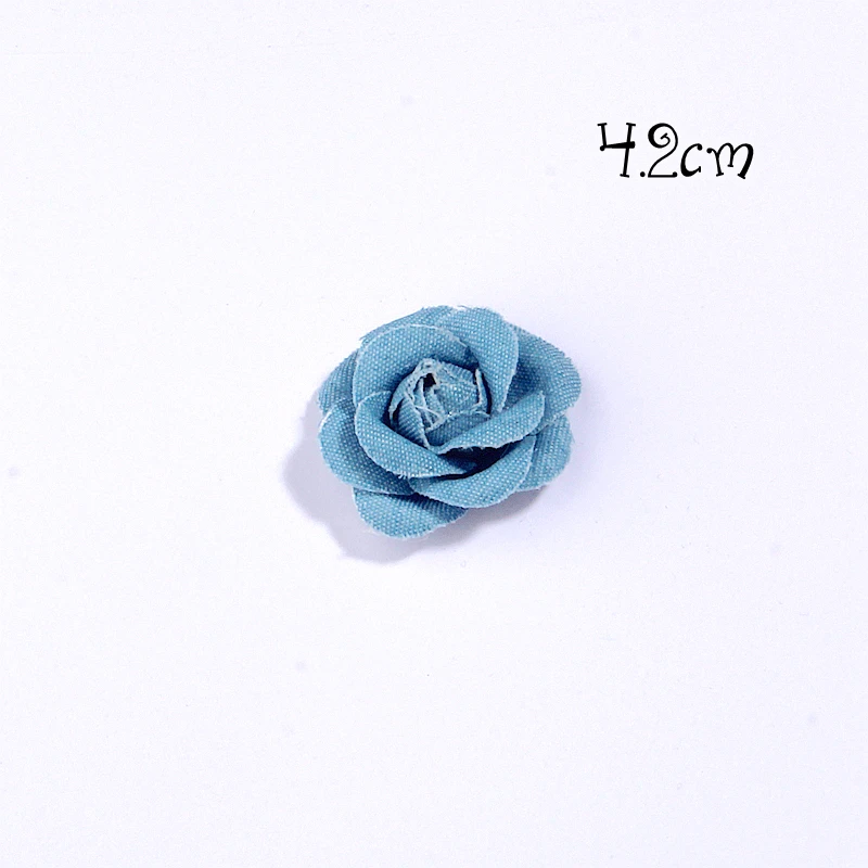 5pcs/lot Blue Denim Fabric Flowers Clothes Hats Dress Decoration Handmade Headdress Craft DIY for Baby Girls Hair Accessories