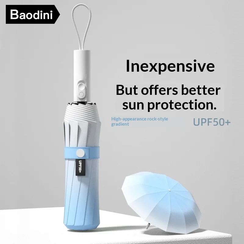 

Полностью автоматический градиентный зонт 48-примечательности, подходит для загара и дождливых дней, солнцезащитный зонт с черным клеем.