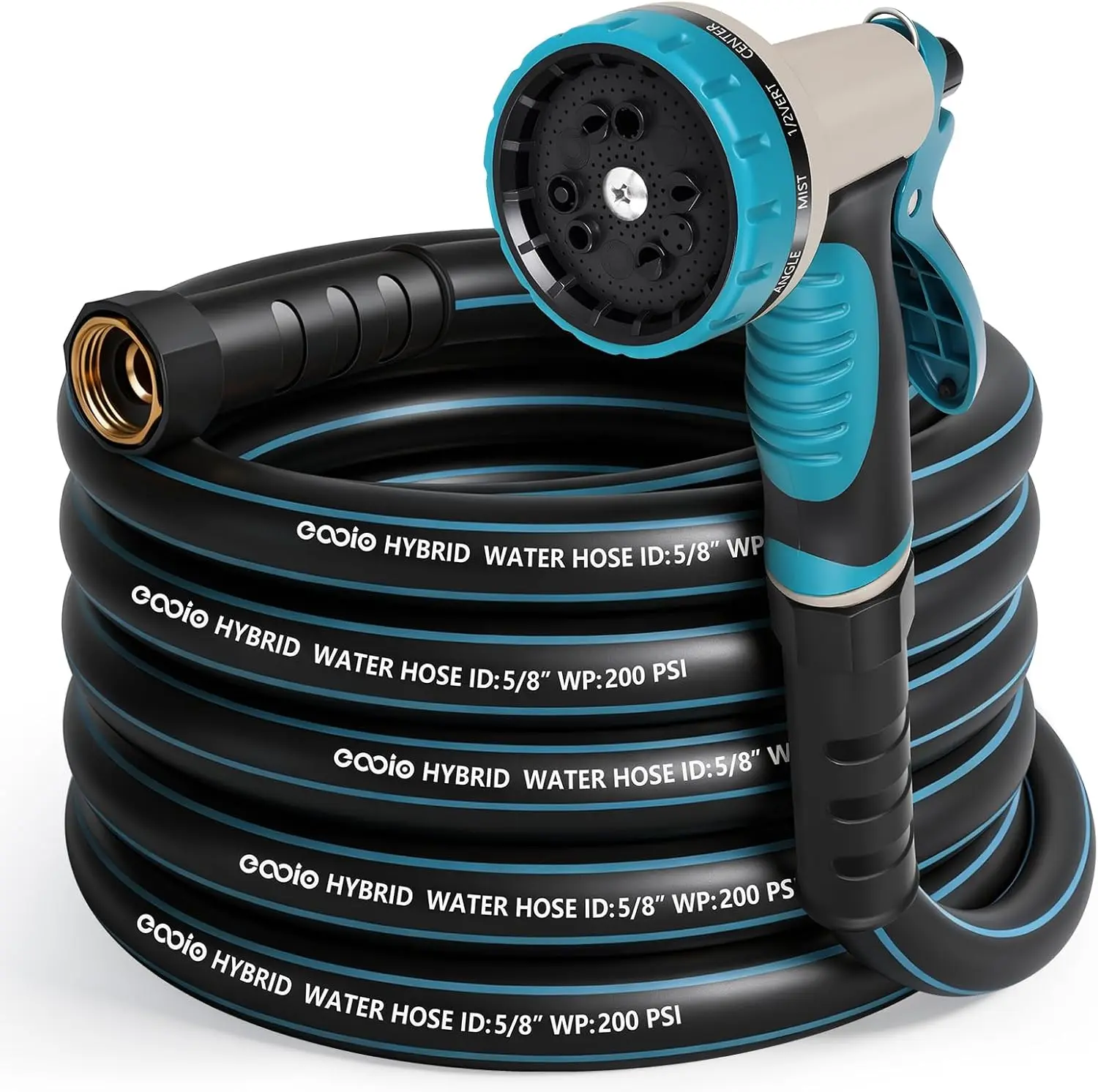 

Garden Hose 25 ft x 5/8" with Nozzle, Water Hose Heavy Duty Flexible, Lightweight Kink-less Hybrid Hose with Swivel Handle, M