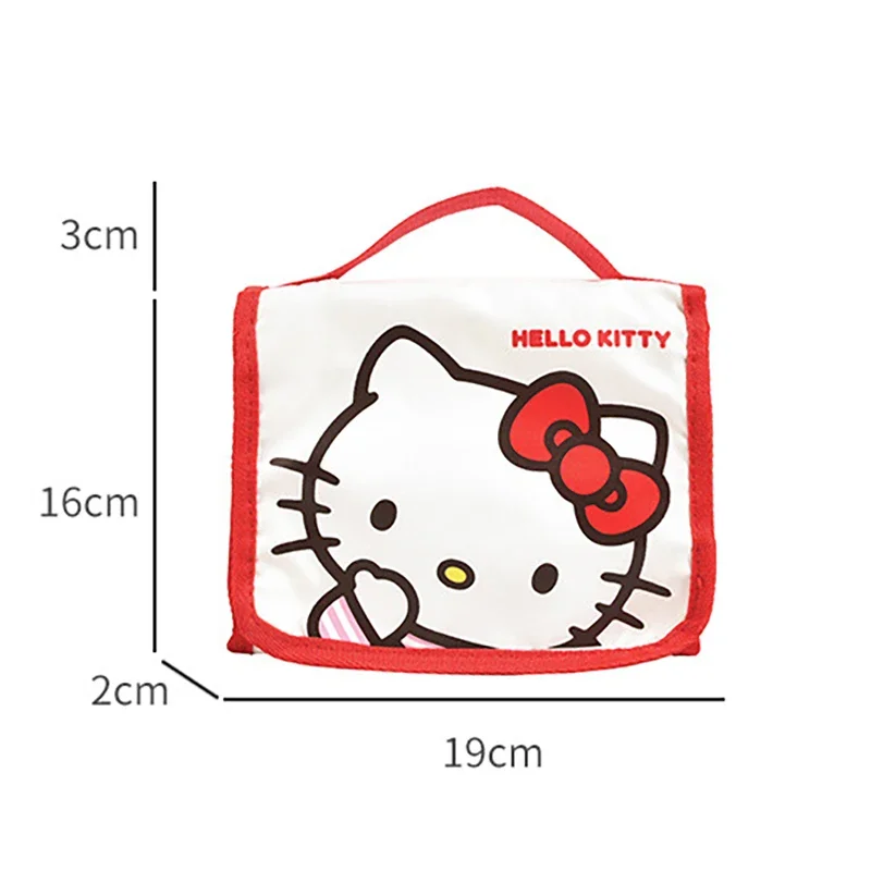 Sanrio dobrável saco de maquiagem olá kitty grande capacidade dos desenhos animados lápis caso bonito viagem kuromi portátil cosméticos escova saco de armazenamento