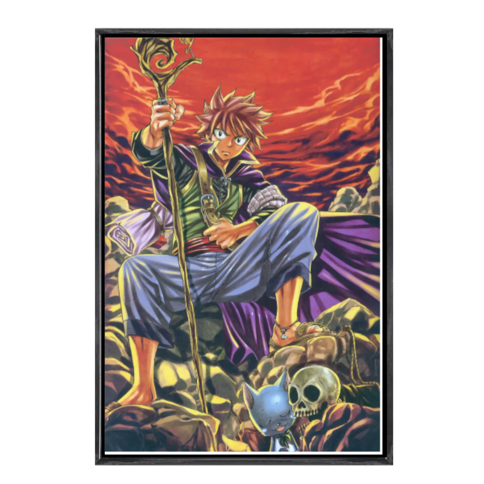 

Японская манга, многоразмерный холст, постер в двойной рамке, настенное искусство, сказочный хвост, домашний декор для гостиной, спальни