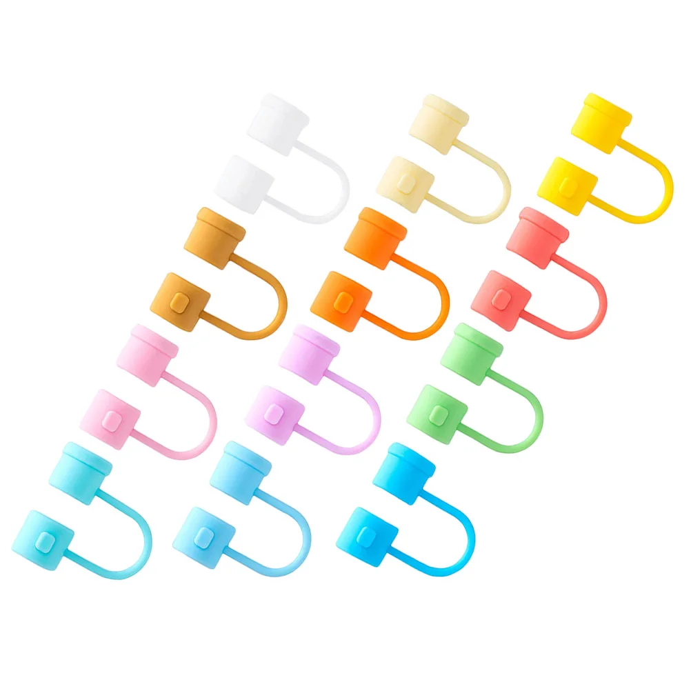 12 Pcs Silicone Straw Stopper Elastic Covers Cap Drinking Colorful Tip Caps Silica Gel Toppers Reusable Straws