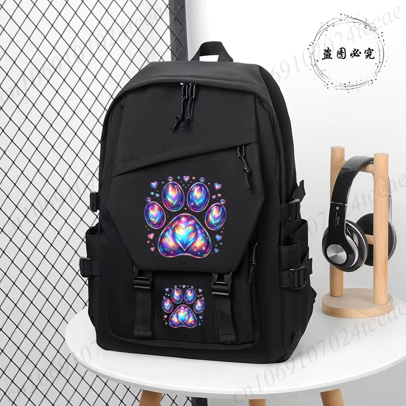 School Backpack for Students Colorful Paw Heart Design Daily Bagpack Back To School Backpacks for Girl Outdoor Sport School Bag
