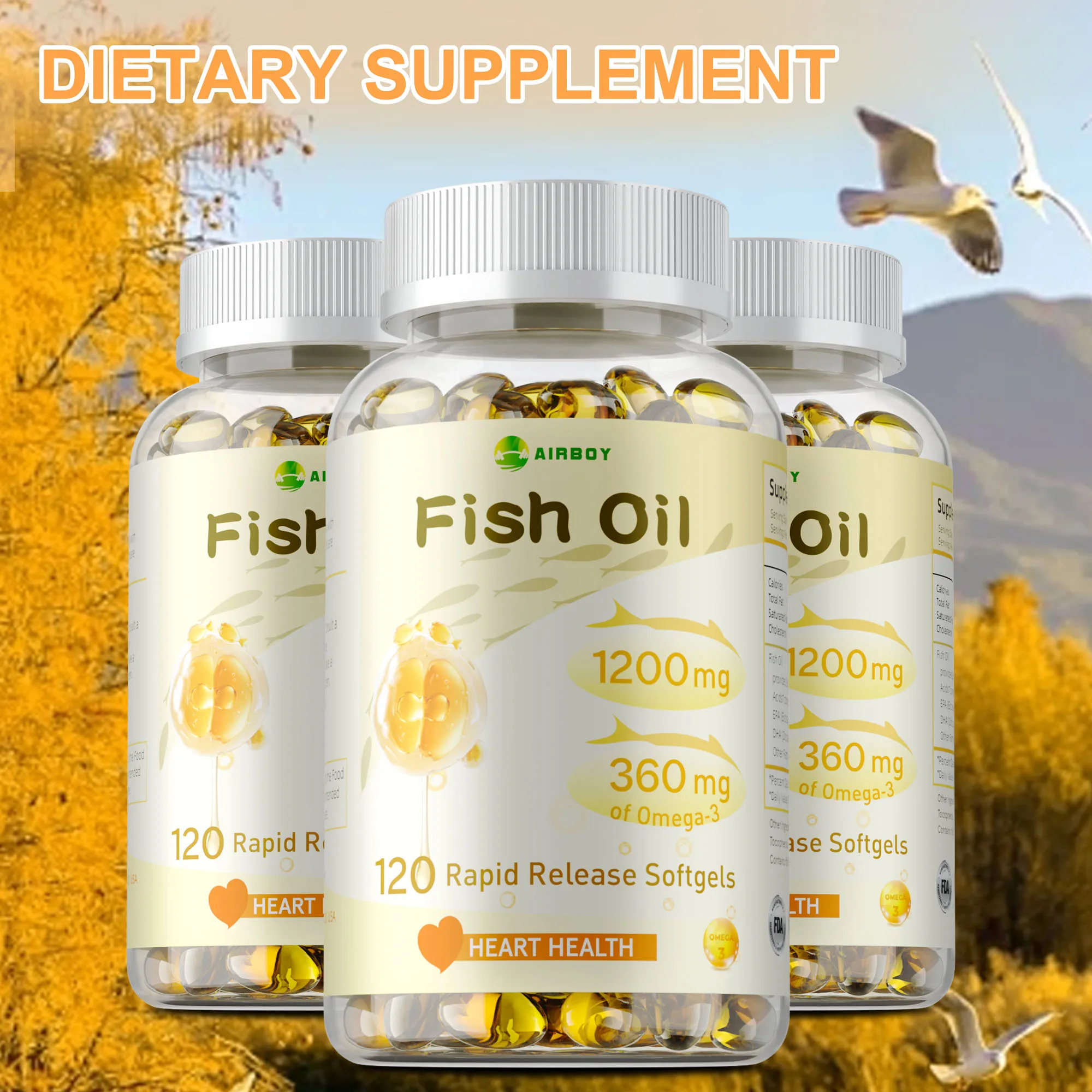 

Fish Oil - with DHA & EPA, Protects Eye, Improve Mood, Promotes Heart, Brain & Joint Health, Improve Memory and Intelligence