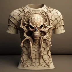 Spider Print Street Designer Skeleton Men 3d Printed T-shirt Men's Everyday Casual Short Sleeve Top Loose Oversized Sweatshirt
