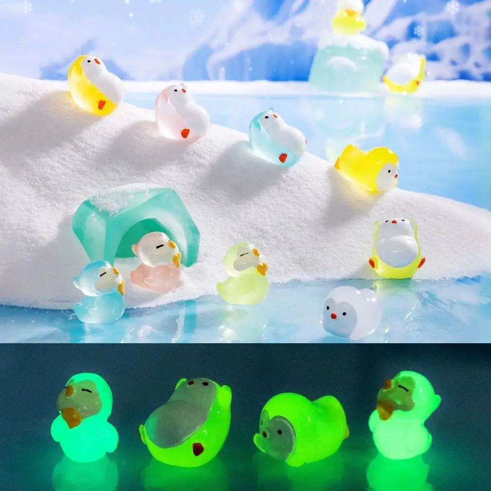 

Creative DIY Doll House Luminous Penguin Fairy Gardening Miniature Figurines Gift Mini Animals Figurine