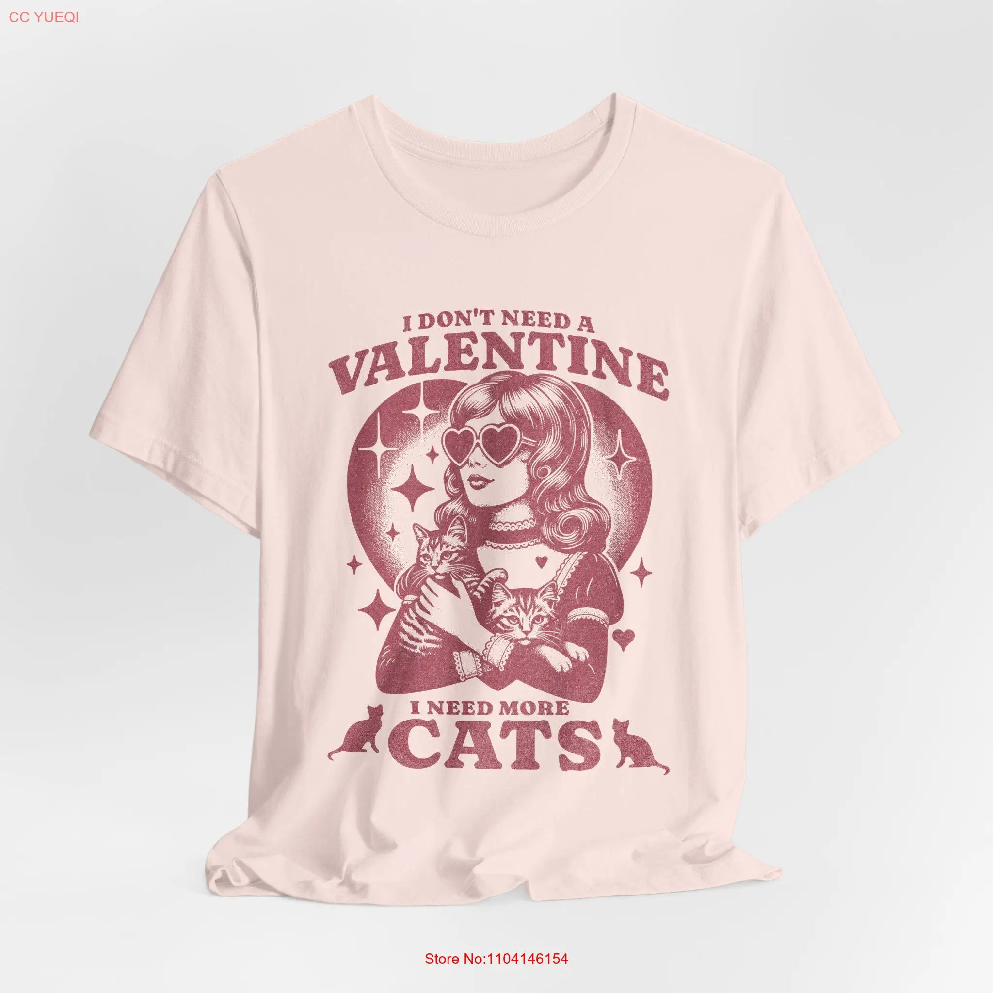 

I Don't Need A Valentine More Cats T Shirt Funny Vintage s Day Love Animal long or short sleeves