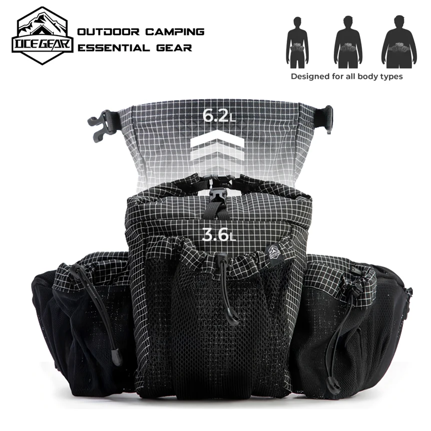 

Ultralight Waterproof Waist Bag with Reflective Cord Expandable 6.2L Crossbody Belt Bag for Hiking Running Cycling Men Women