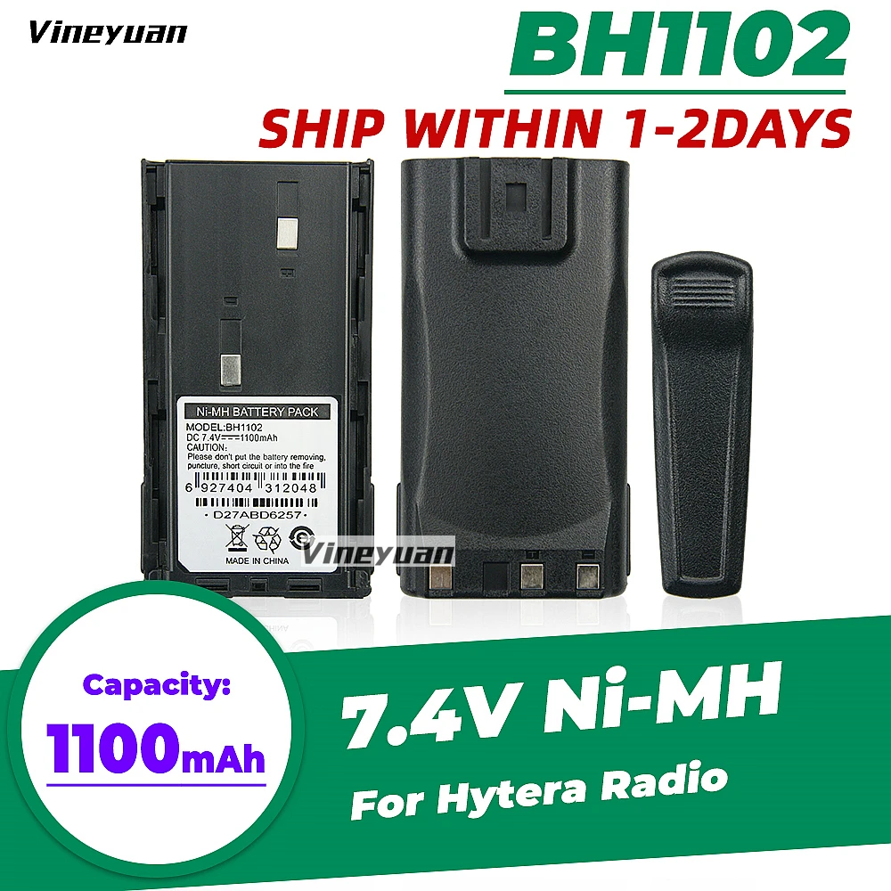 

NEW BH1102(TB-8) 1100mAh Ni-MH Battery Fits Hytera/HYT TC-268 TC-268S TC-368 TC-368S Radio Replacement Battery with Belt Clip