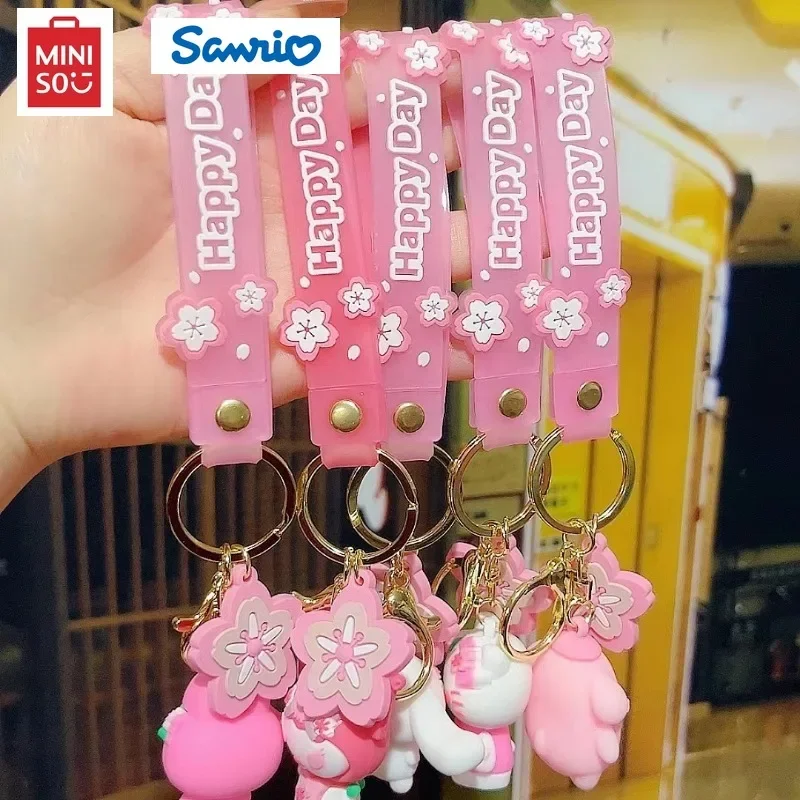 Брелок Miniso Sanrio Sakura Pink Hello Kitty Melody Kuromi, брелок для ключей, праздничные подарки, кукла для пары, кулон, брелок, игрушки, милые подарки