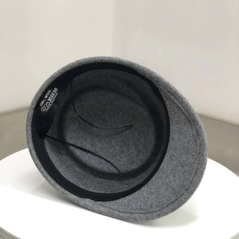 Herbst Winter Neue 100% Wolle Ritter Hut frauen Koreanische Mode Konkaven Top Navy Britischen Reit Hut Fedora Punk hut – Detail 4