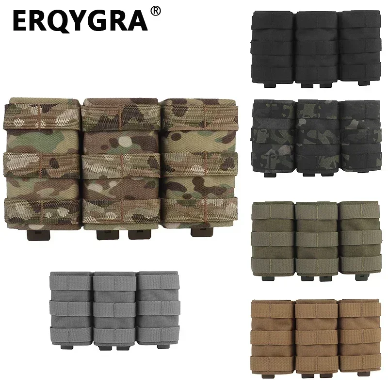 ERQYGRA Tactical Molle FAST 5.56 Triple Mag Pouch Long Magazine Ammo Clip Strap Holder Pocket Hunting Airsoft Vest New Equipment