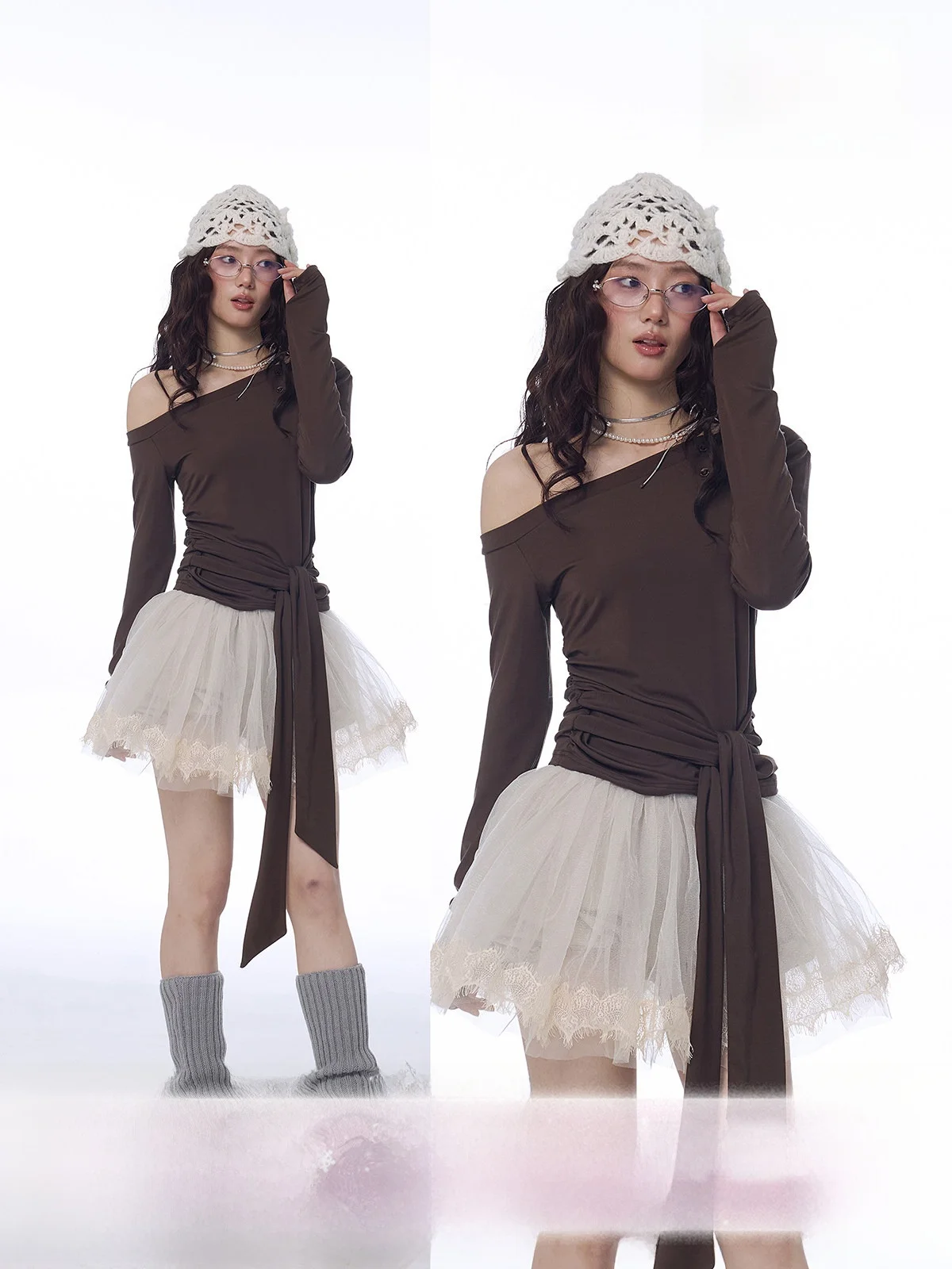 

Goo Long Sve Silk Tie T-irt Women's Slim Fit oulder Jazz Dance Top Casual Sle Ruche Design Breathable Ladies Tee