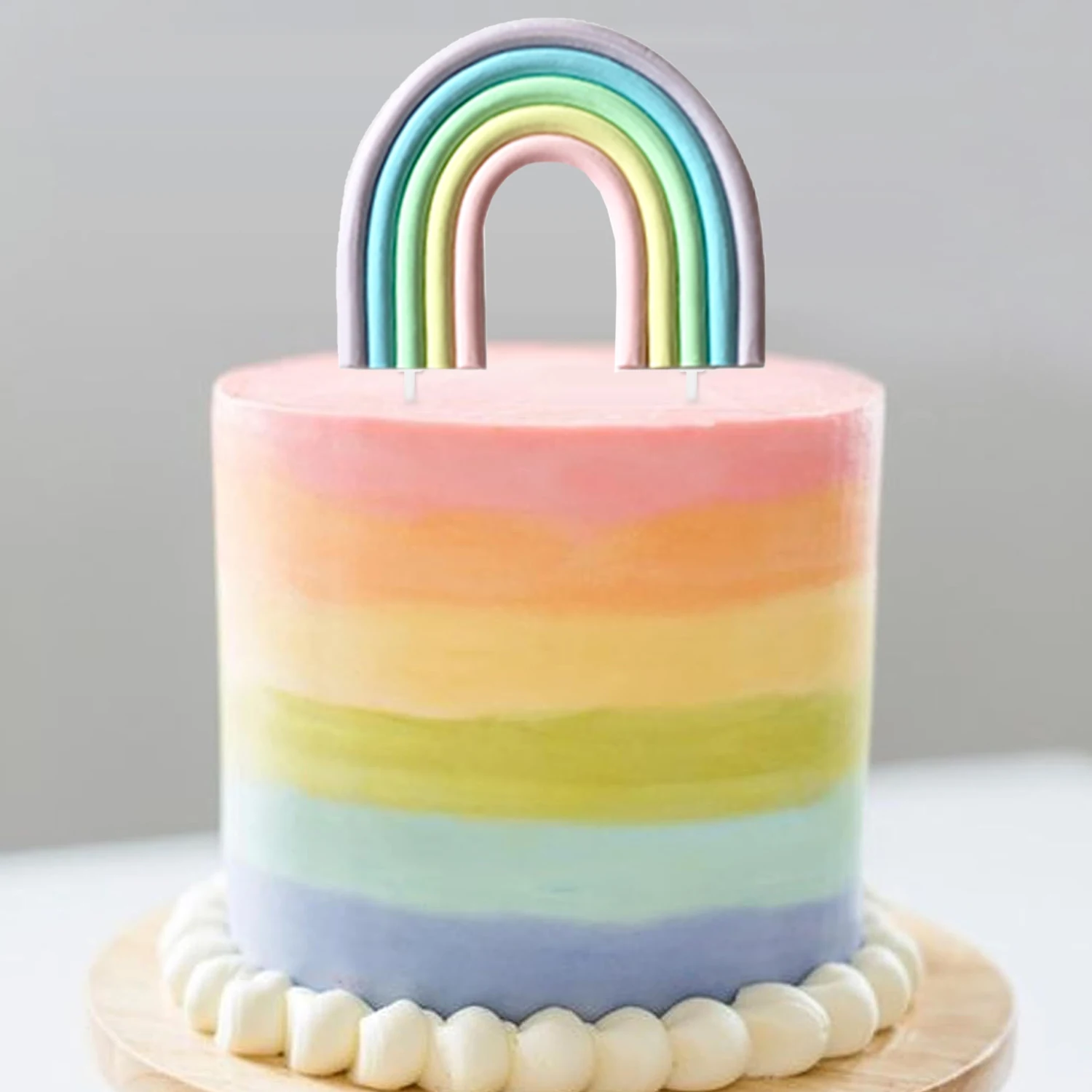 Regenbogen-Kuchendekorationen – bunter Regenbogen-Cupcake-Topper, personalisierter Tortenaufsatz für alles Gute zum Geburtstag – Detail 4