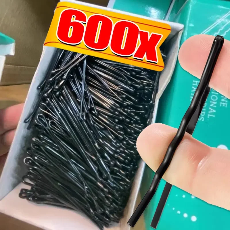 

60/600pcs Black Straight Line Hair Clip U-shaped Needle Lady Hairpins Curly Wavy Grips Women Bobby Pins Styling Hair Accessories