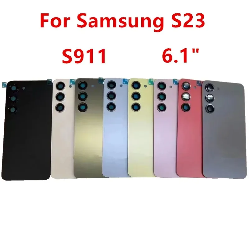 S23Plus S23 Housing For Samsung Galaxy S23 Plus Glass Battery Back Cover Repair Replace Door Phone Rear Case + Camera Lens