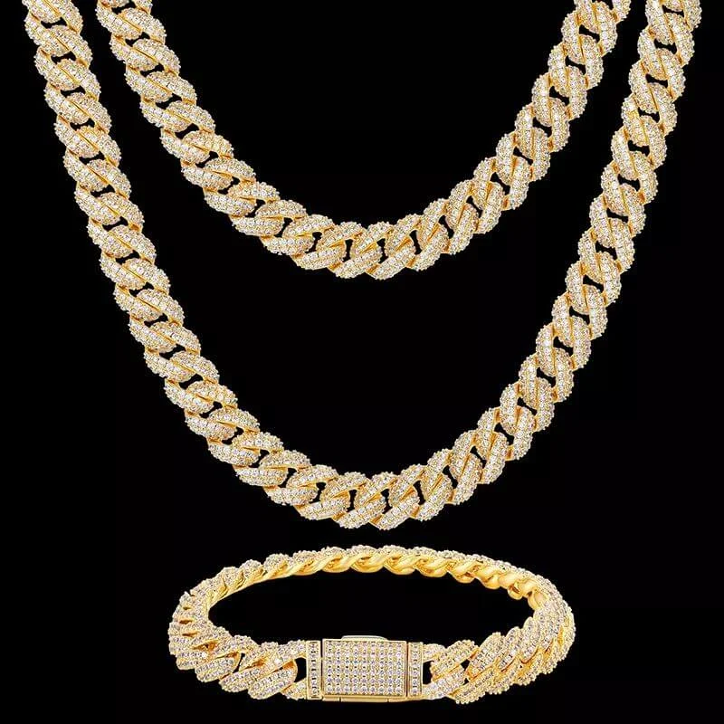 

10mm Cuban Chain Bracelet Gold Plated Hip Hop Style 925 Silver Iced Out Moissanite Cuban Chain