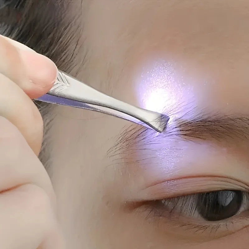 Pince à sourcils à lumière LED améliorée, outil avec conception intelligente pour une mise en forme parfaite des sourcils et une Application de faux cils, 1/2 pièces
