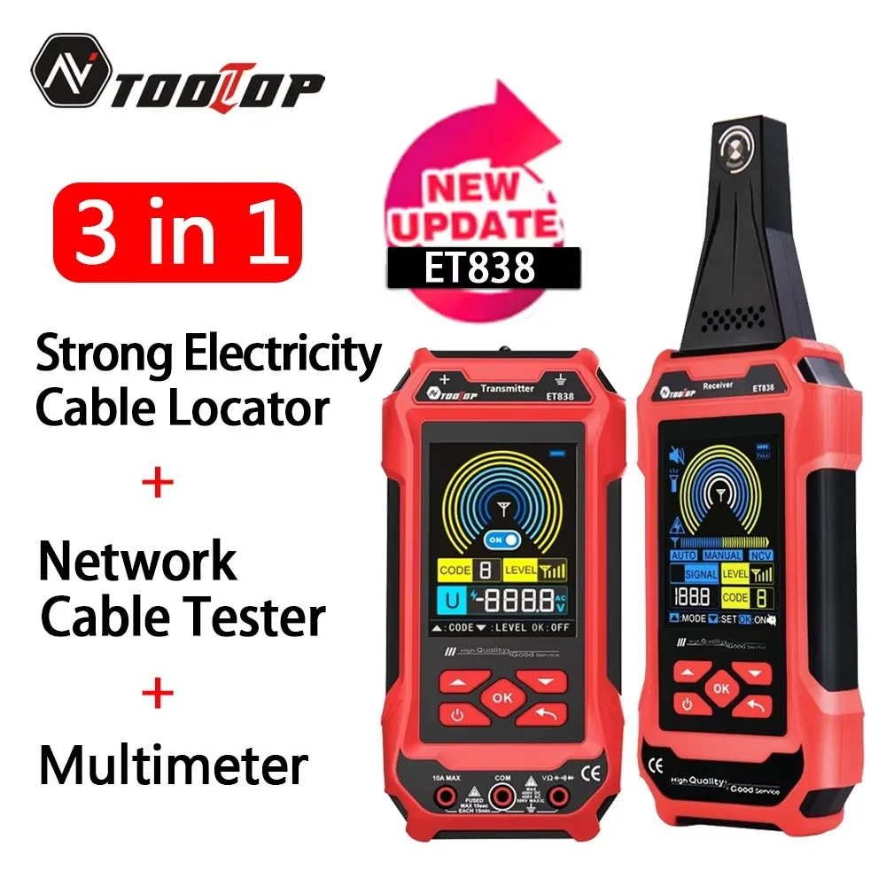 TOOLTOP 400V Underground Cable Locator AC/DC Multimeter Network Cable Tester Rechargeable In-wall Wiring Fault Position