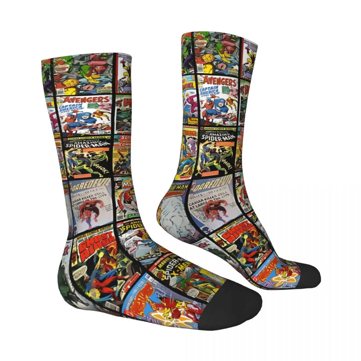 Superhero Boom Comic Book Vintage Collection Pattern Face Mask Men Women Socks Novelty Spring Autumn Winter Stockings Gift